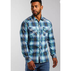 Buckle Black Athletic Fit Western Pearlsnap Cowboy Long Sleeve Shirt Men's Large